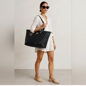 Gilda Paris NWT Black Quilted "G" Logo Quilted Tote MSRP $199
